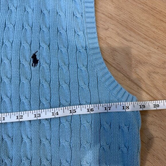 Ralph Lauren Cable Knit Sweater Vest Blue Size Large - Picture 10 of 11